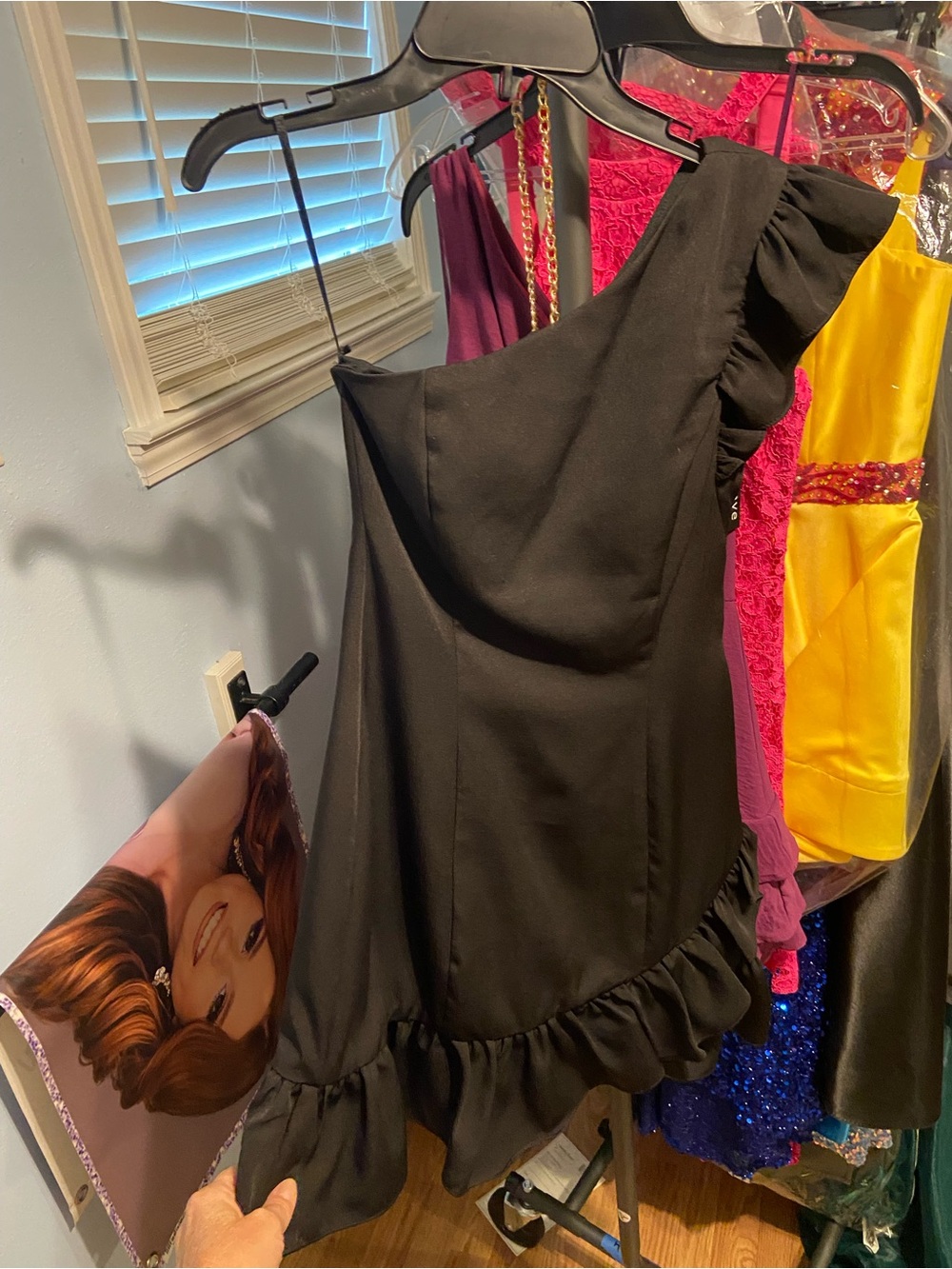 Lulu's Black One-Shoulder Ruffle Dress